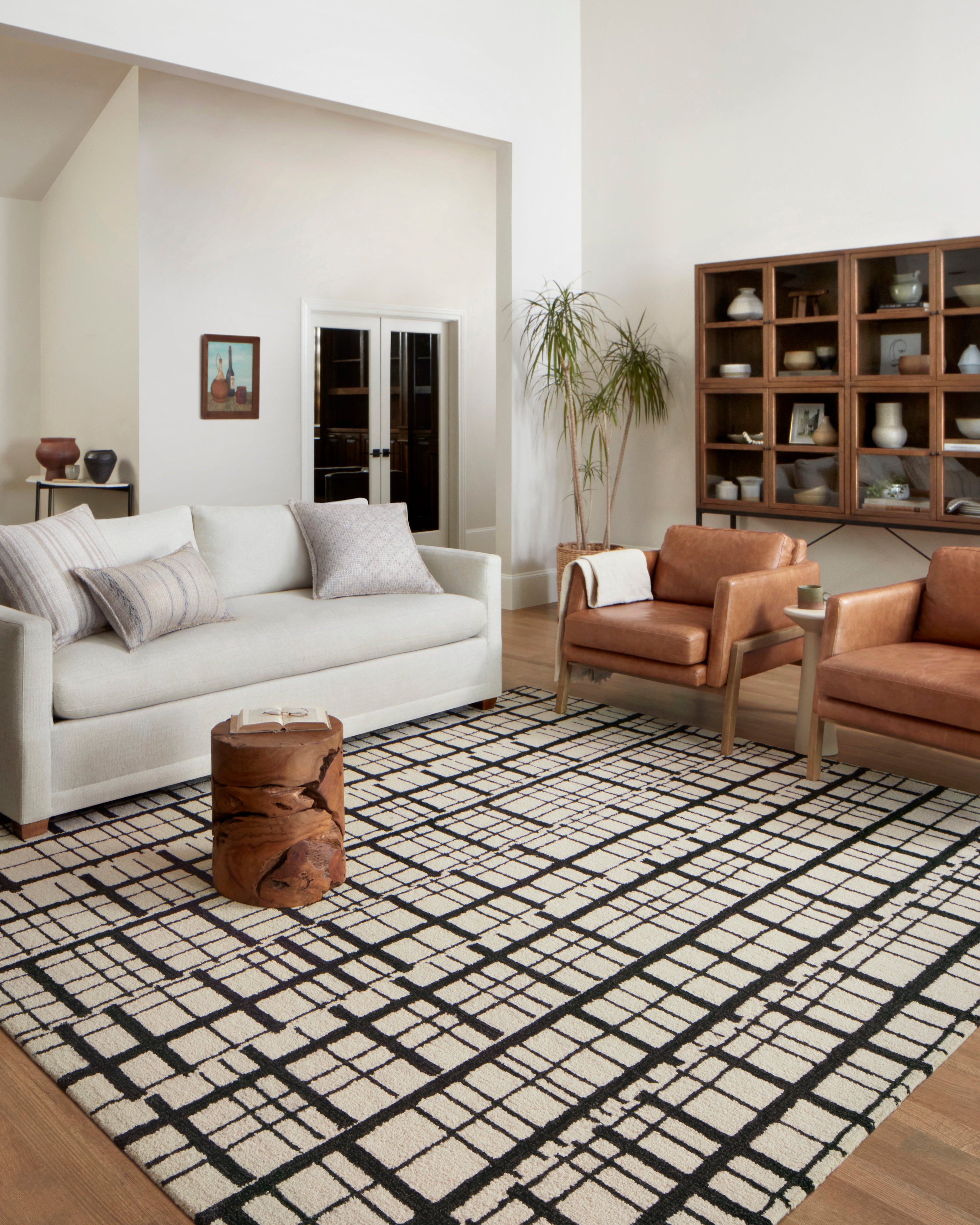 Chris Loves Julia x Loloi Polly Black / Ivory Rug 1-RUGS - jute Loloi