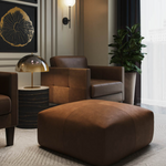 Ellie Ottoman / Cognac Leather 6 - FURNITURE - ottoman Sunpan