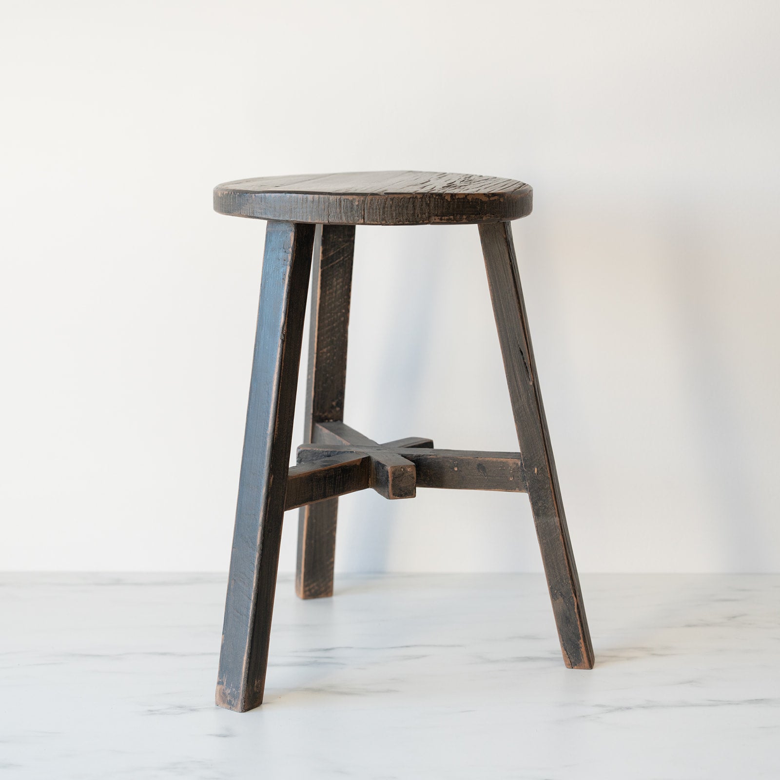Short Dobbie Reclaimed Stool - Black 5-VINTAGE - stool Hauer Market