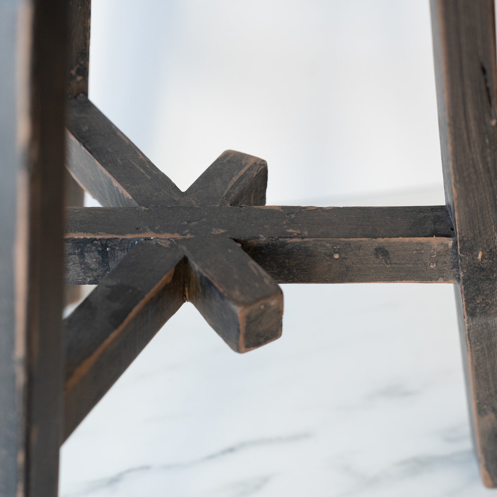 Short Dobbie Reclaimed Stool - Black 5-VINTAGE - stool Hauer Market