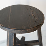 Short Dobbie Reclaimed Stool - Black 5-VINTAGE - stool Hauer Market