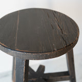 Short Dobbie Reclaimed Stool - Black 5-VINTAGE - stool Hauer Market