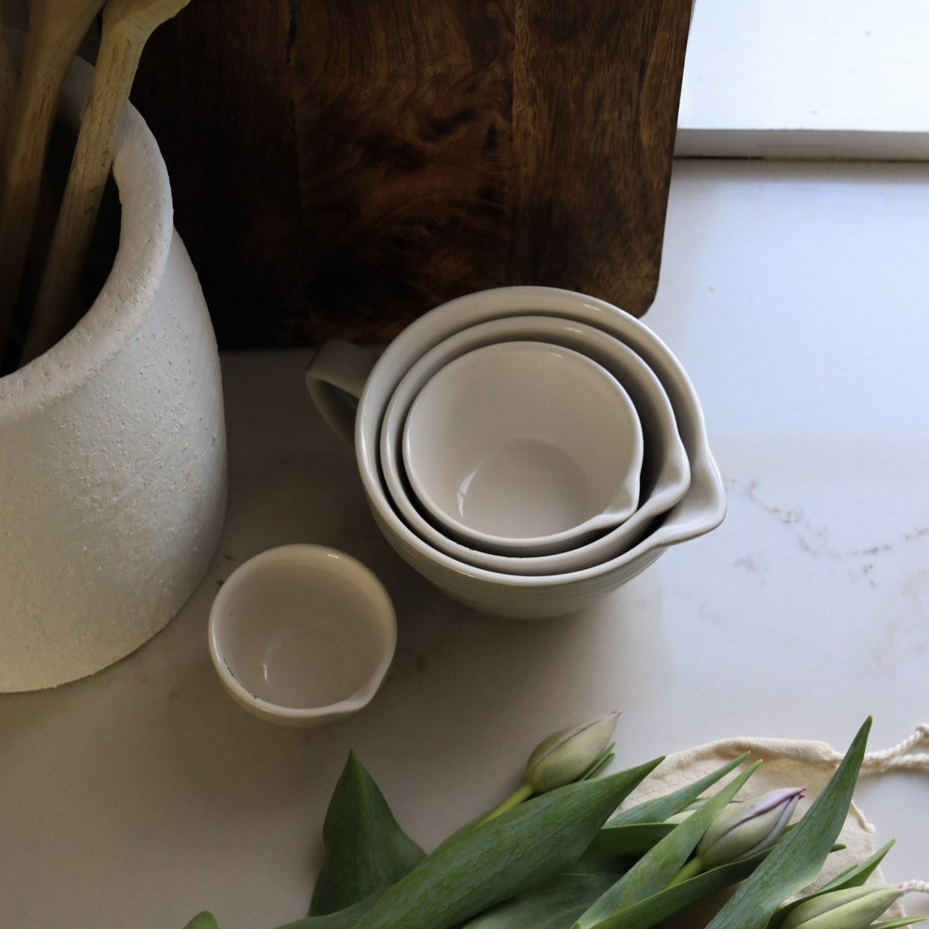 Stoneware Batter Bowl Measuring Cup Set - Rug & Weave