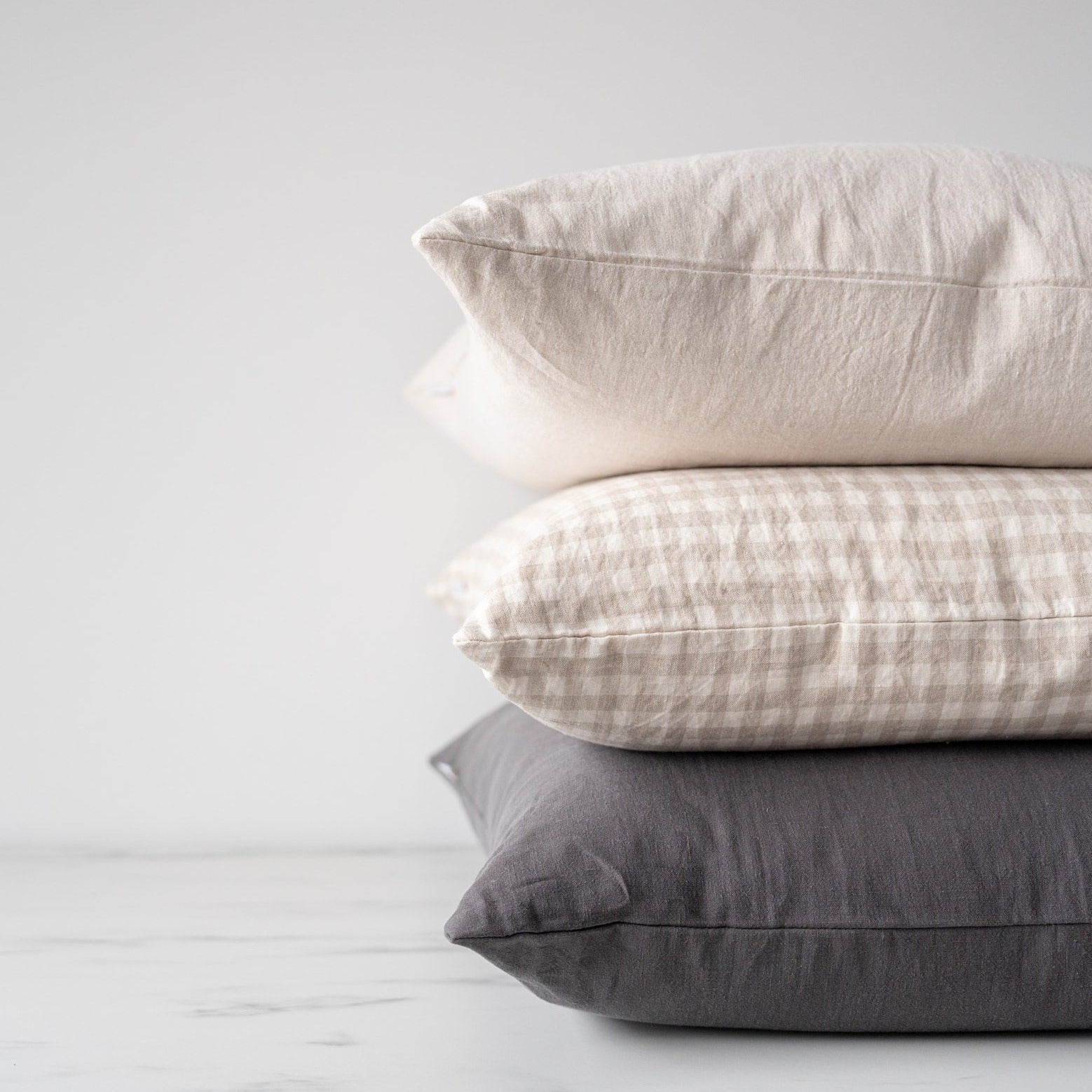 Trio of linen pillows