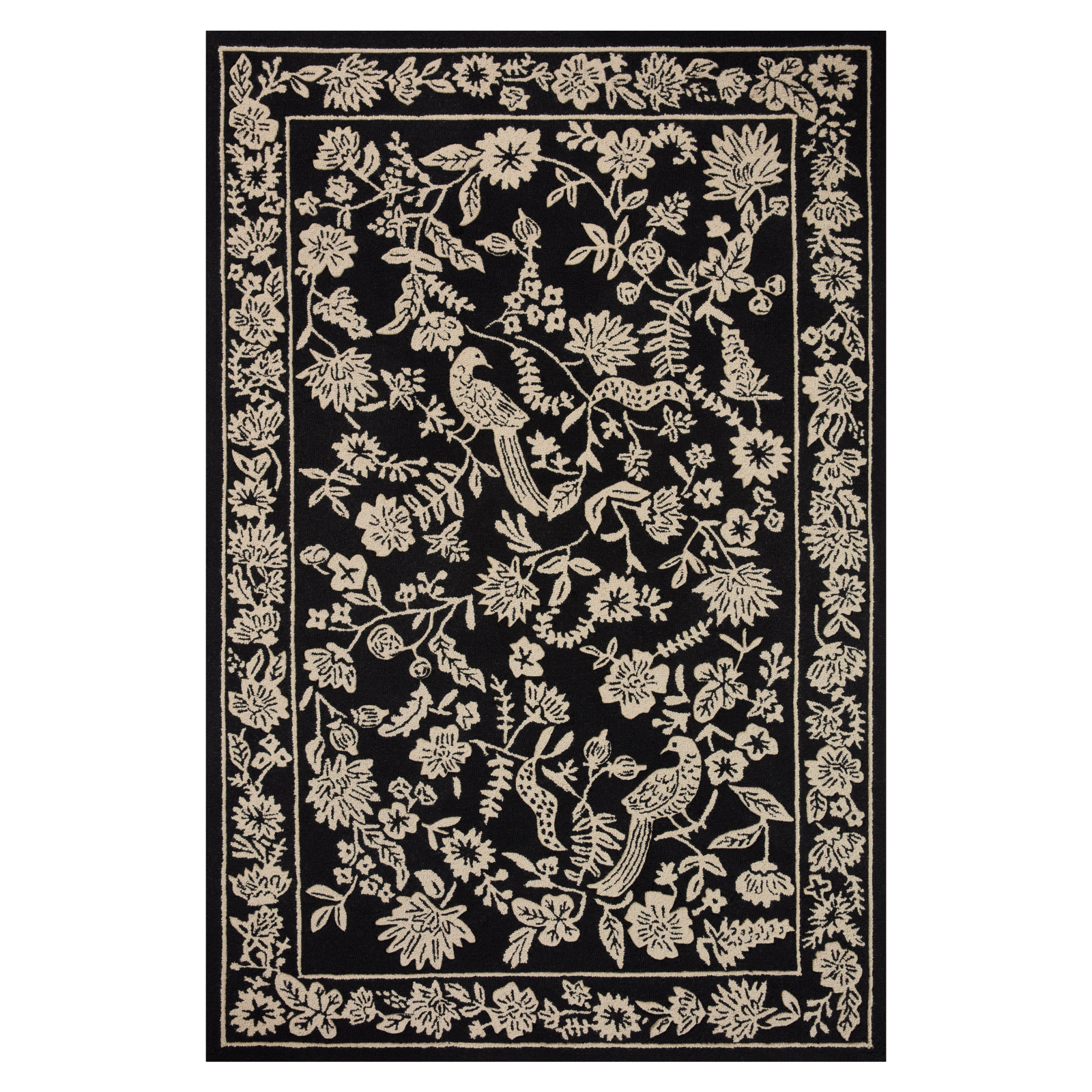Rifle Paper Co. x Loloi Arboretum Black Rug 1-RUGS-wool rugs Loloi
