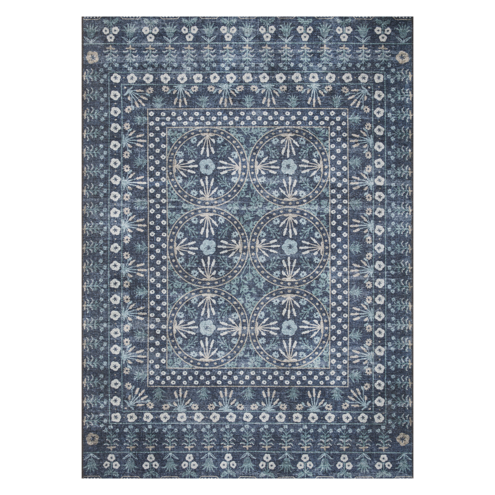 Rifle Paper Co. x Loloi Maison Rosette Blue Rug, 18" x 18" Sample