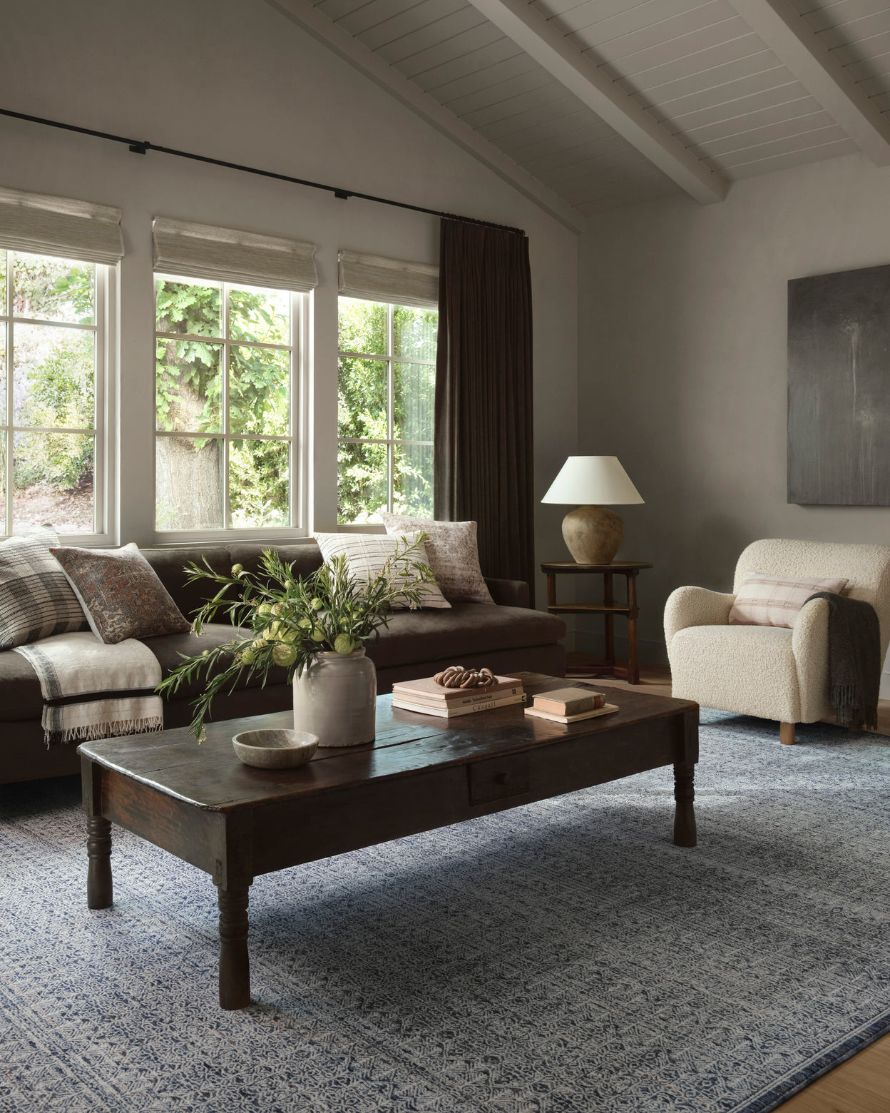 Amber Lewis x Loloi Zuma Denim / Ivory Rug 2-RUGS - patterned Loloi