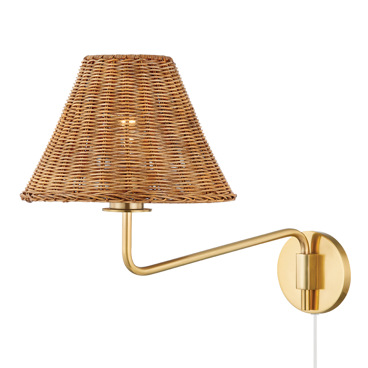 Issa Plug In Wall Sconce, Aged Brass