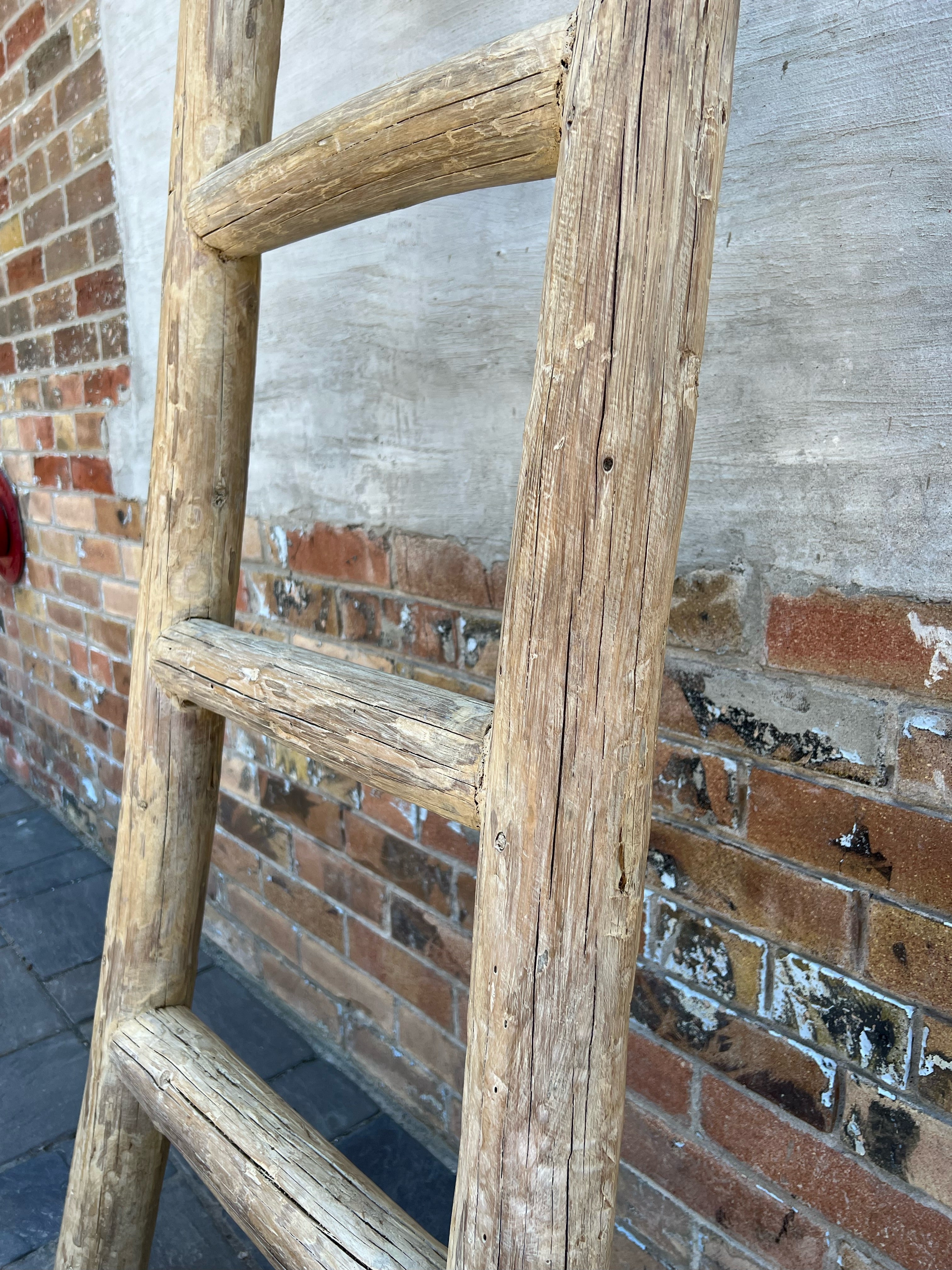 Reclaimed Elm Wood Ladder 5-VINTAGE - ladder Hauer Market