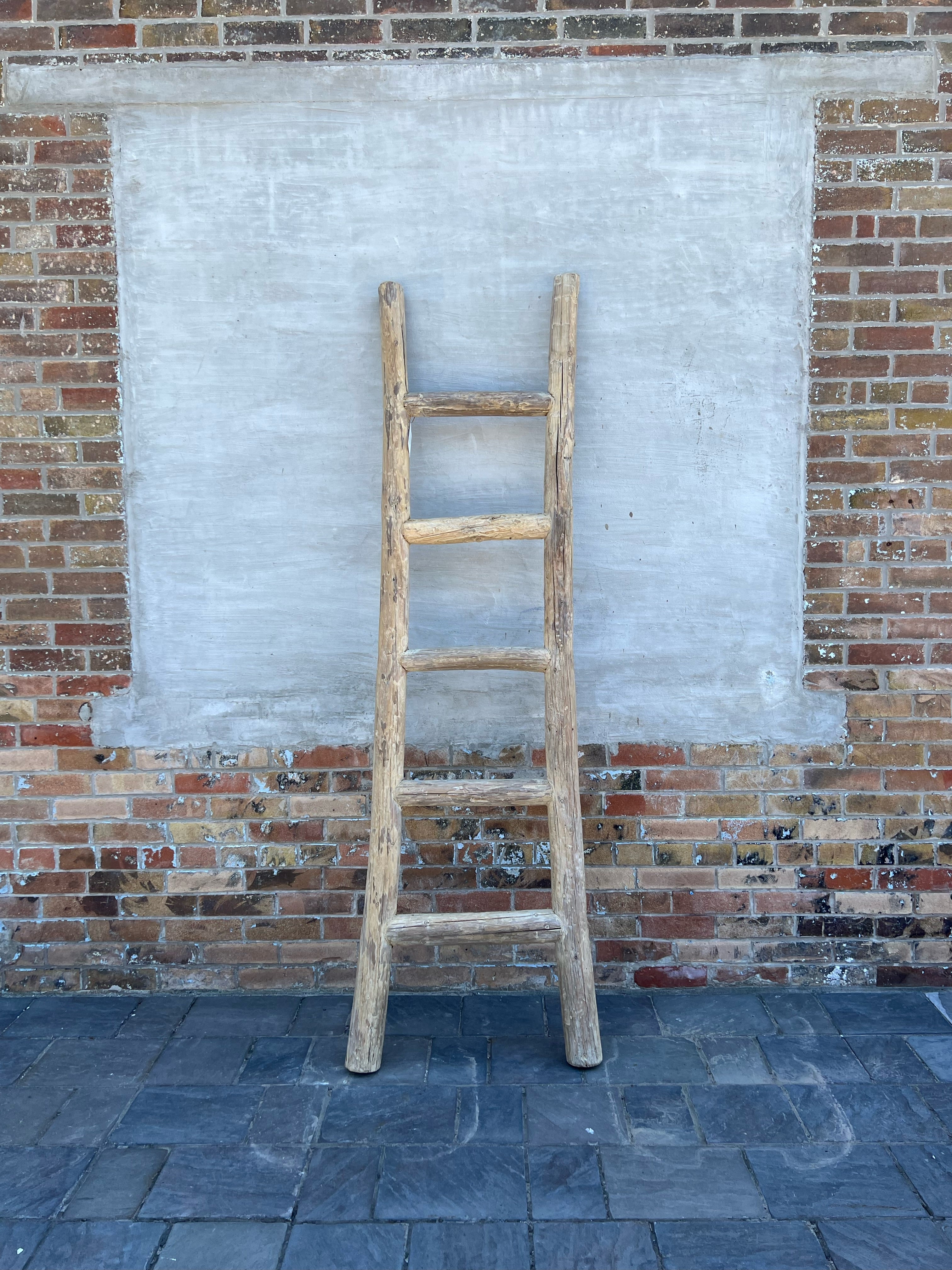 Reclaimed Elm Wood Ladder 5-VINTAGE - ladder Hauer Market