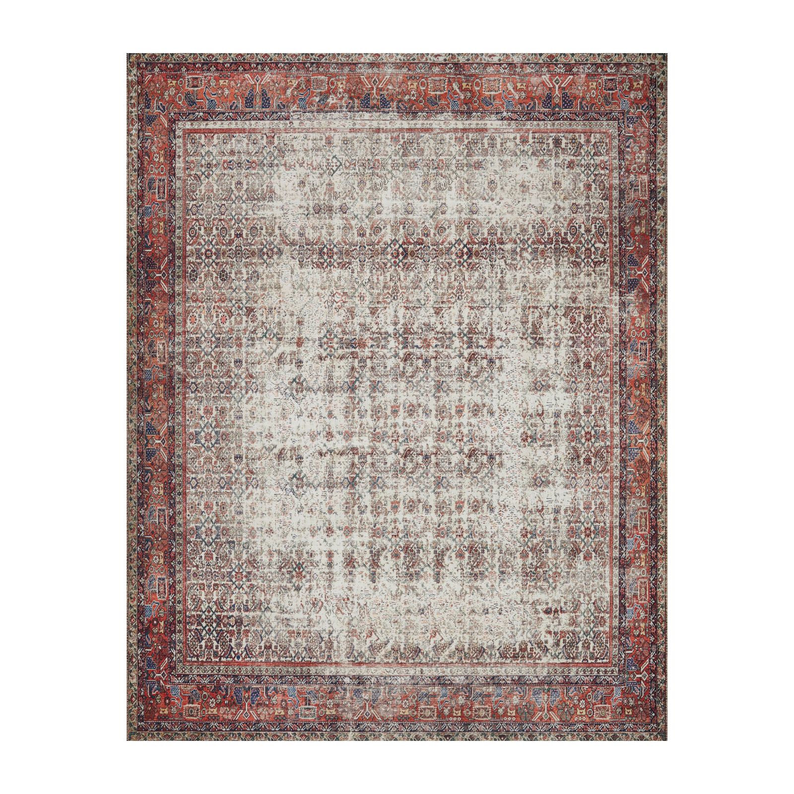 Loloi Layla Ivory / Brick Rug patterned rugs Loloi