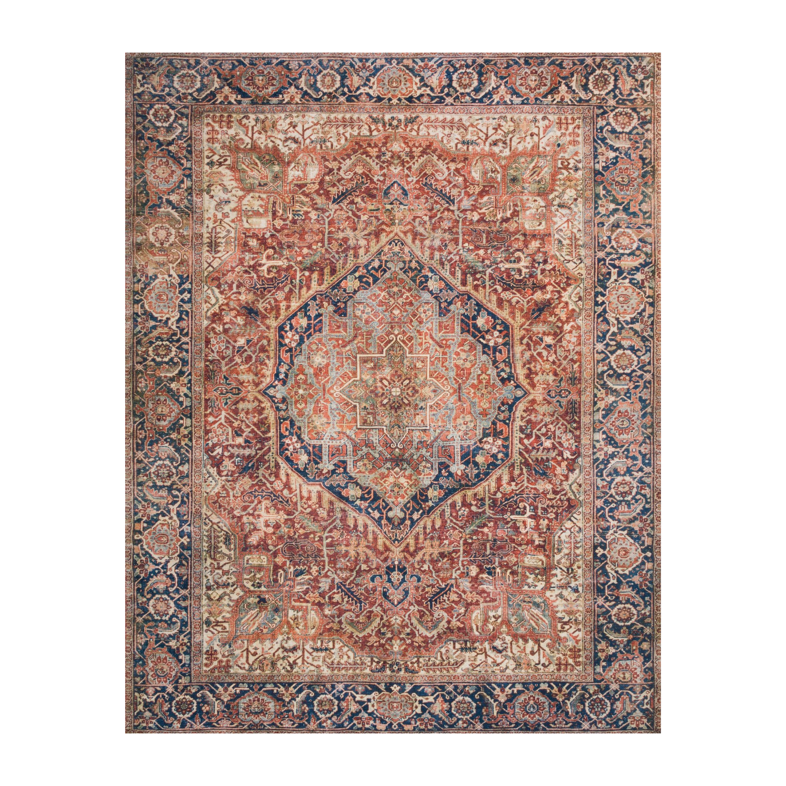 Loloi Layla Red / Navy Rug 2-RUGS - patterned Loloi 18" x 18" sample