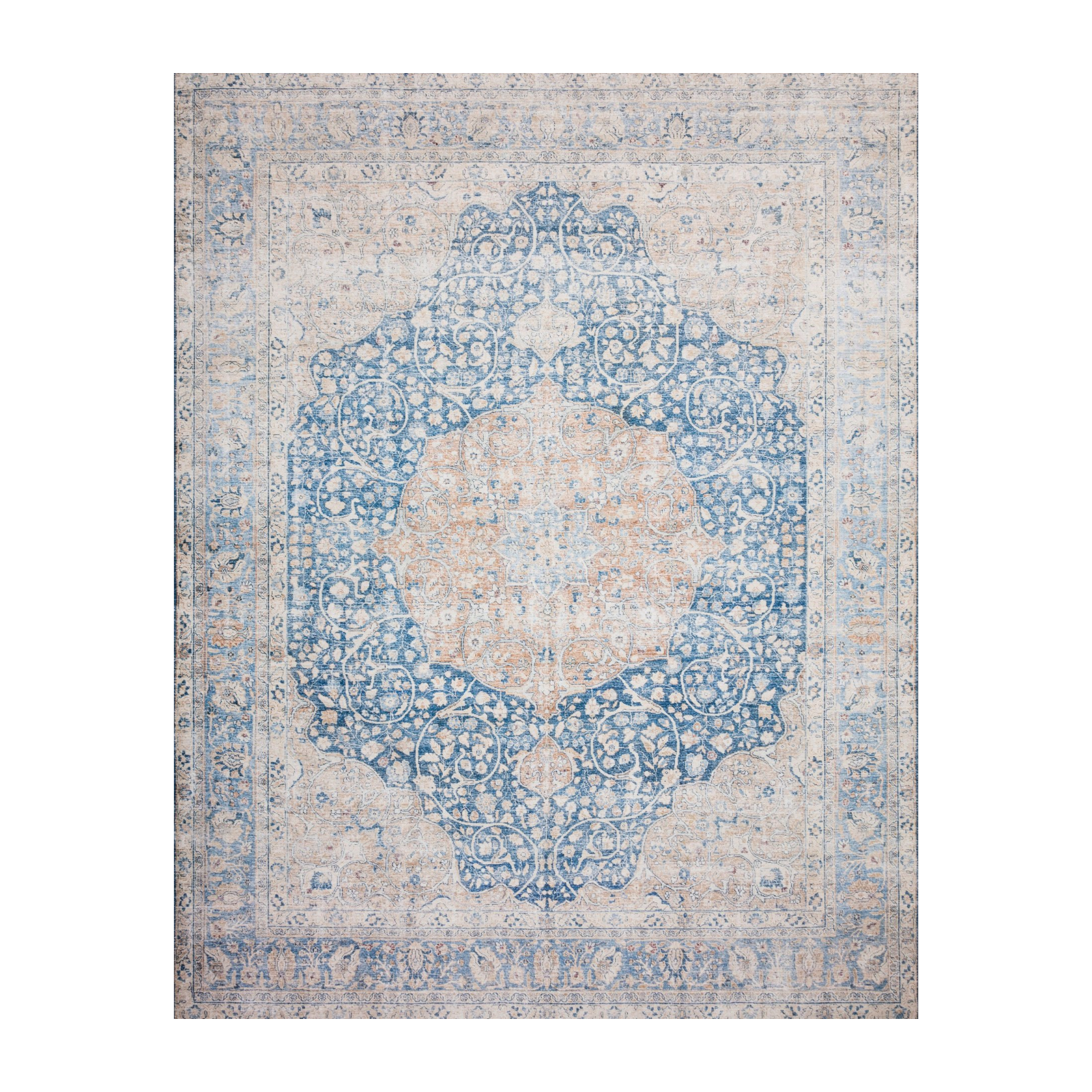 Loloi Layla Blue / Tangerine Rug RUGS - patterned Loloi