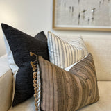 Mocha Tussar Fringe Pillow Cover