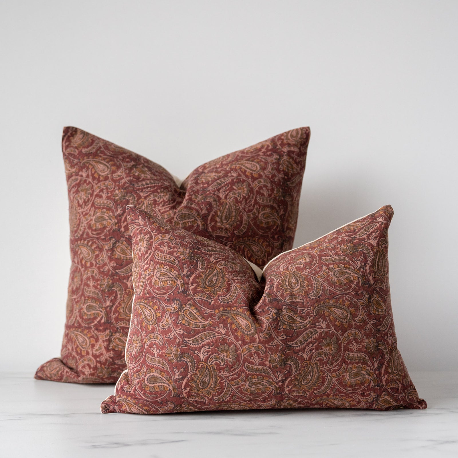 Rustic Paisley Block Print pillow covers