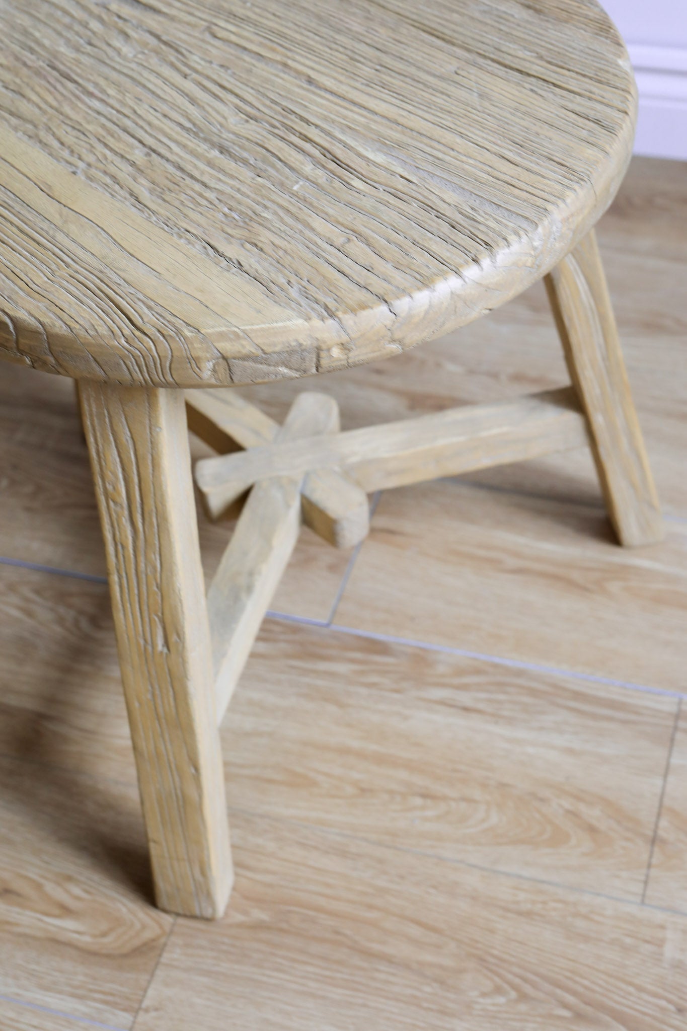 Dobbie Reclaimed Elm Wood Side Table - Natural 5-VINTAGE-end table Hauer Market