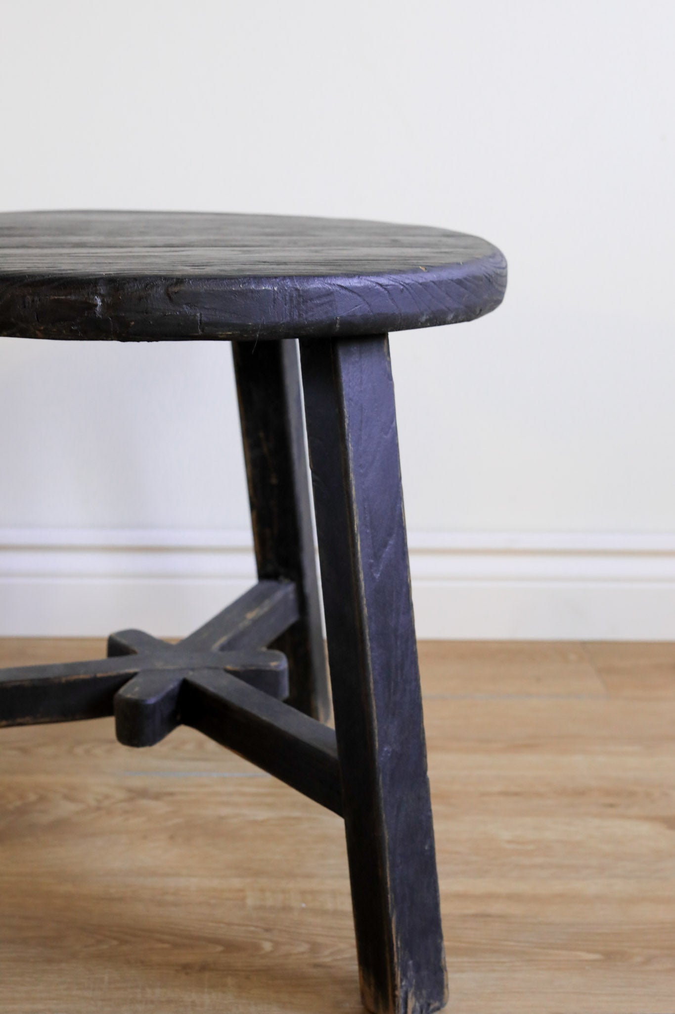 Dobbie Reclaimed Elm Wood Side Table - Black 5-VINTAGE-end table Hauer Market