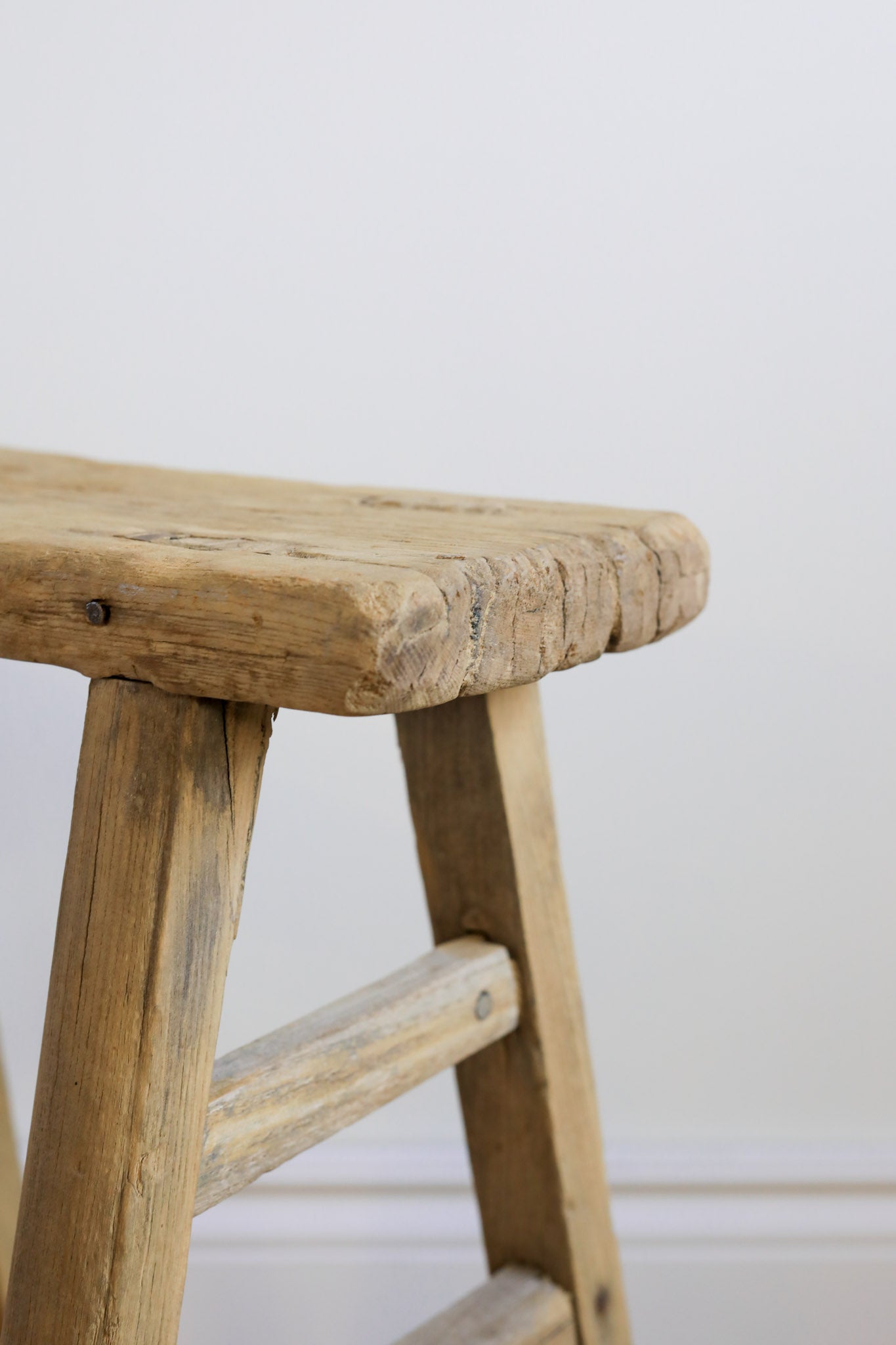 Mabel Vintage Elm Wood Accent Table/Stool - Natural 5-VINTAGE-end table Hauer Market