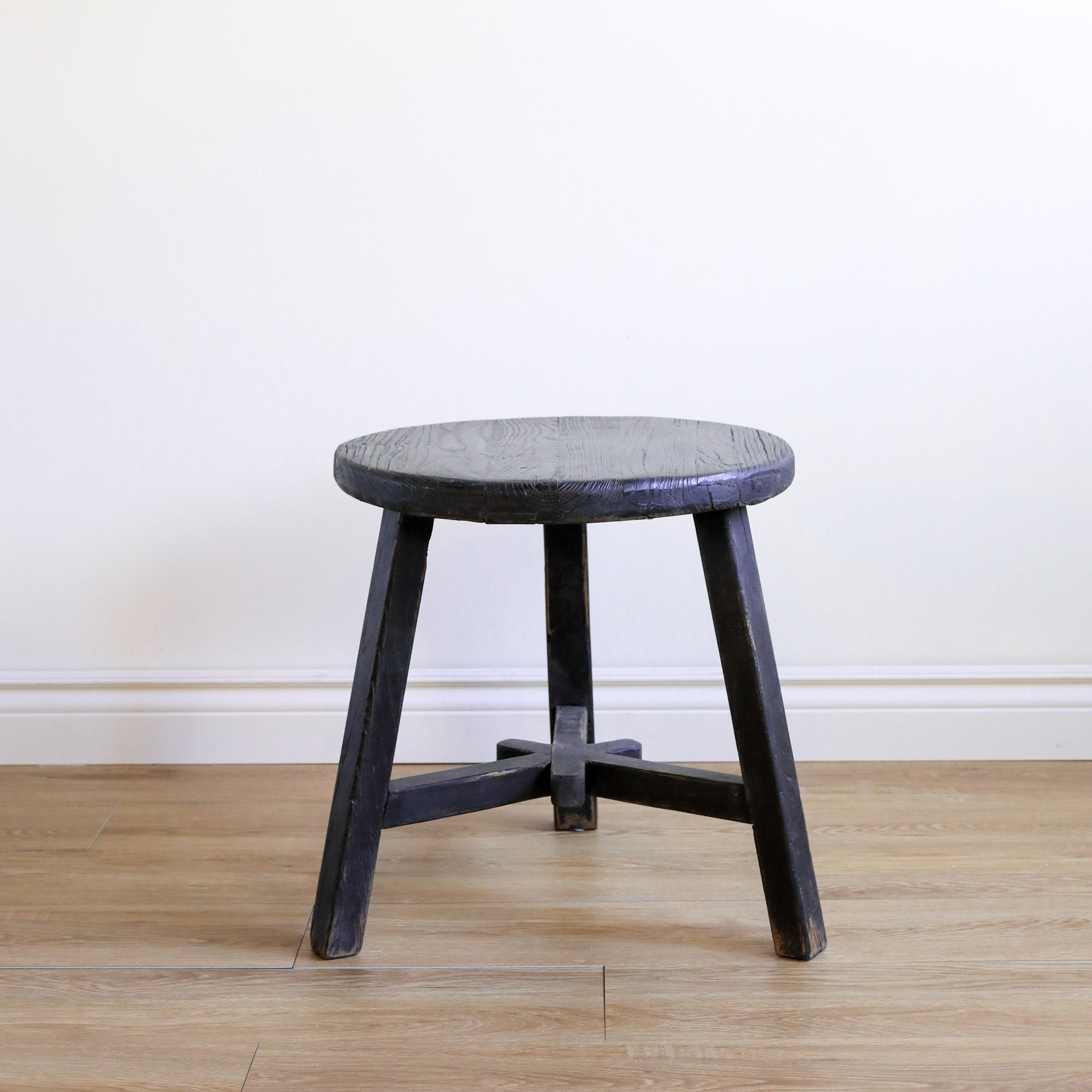 Dobbie Reclaimed Elm Wood Side Table - Black 5-VINTAGE-end table Hauer Market