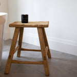 Mabel Vintage Elm Wood Accent Table/Stool - Natural 5-VINTAGE-end table Hauer Market